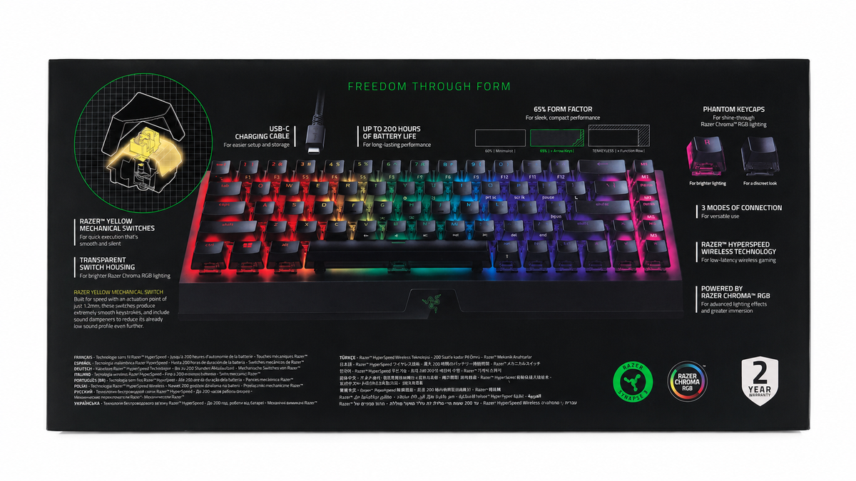 Razer BlackWidow V3 Mini HyperSpeed Phantom Edition Wireless Gaming Keyboard